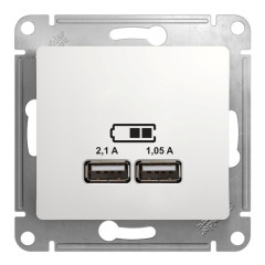 Розетка USB GLOSSA белая GSL000133