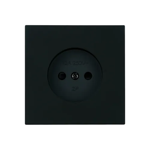 Розетка 2P МИЯ черный бархат с защитной шторкой RST16-3109-05