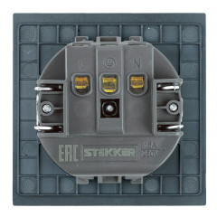 Розетка 2P+E МИЯ черный бархат с защитной шторкой RST16-3110-05