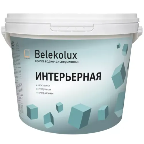 Краска в/д Belekolux Интерьерная моющаяся (Белая) 14кг
