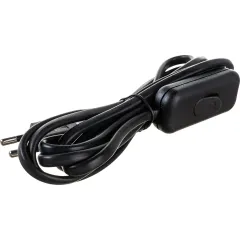 Шнур для светильников 2х0,75мм 2м с плоской вилкой и выкл. черный IEK (480706)