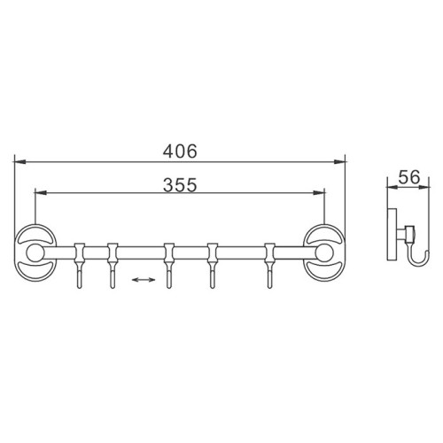 Полотенцедержатель FRAP F1915-5 подвижные 5 крючков