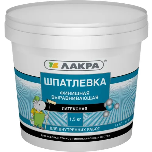 Шпатлёвка Лакра латексная финишная выравнивающая  для гипсокартона 1,5кг Россия