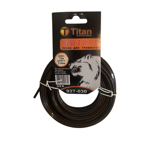 Леска для триммера TITAN GRiZLi (картон) 3,00ммх12м, черный+оранж (927-030)