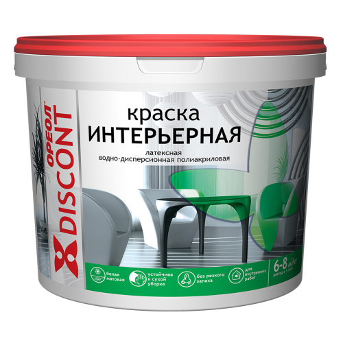 Краска в/д ОРЕОЛ ДИСКОНТ Интерьерная Матовая Белая 3,0кг