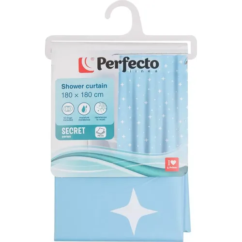 Шторка для ванной PERFECTO LINEA Secret 180x180cм 12 колец, звездное небо