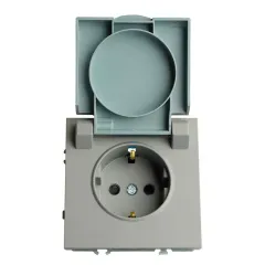 Розетка 2P+E ЭМИЛИ защ.шторки с крышкой платин-сер RST16-5112-10