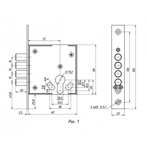 Замок врезной б/руч. ЗВЦ-12 (43795) (СЕНАТ)