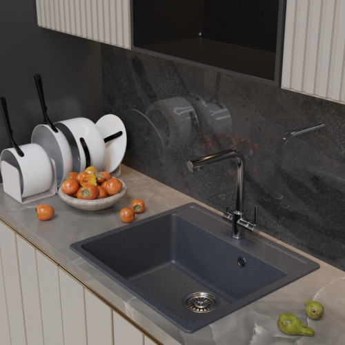 Мойка комп. MIXLINE МЛ-ГМ15 500х560x180мм, антрацит, сифон
