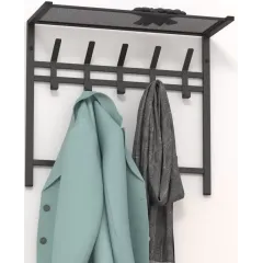 Вешалка настенная ТОРОНТО 22 9 крючков с полкой 670х270х513мм графит (467400)