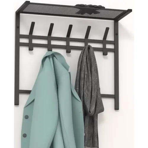 Вешалка настенная ТОРОНТО 22 9 крючков с полкой 670х270х513мм графит (467400)