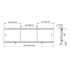 Экран для ванны ТРИТОН 1,5 м (ал. каркас)