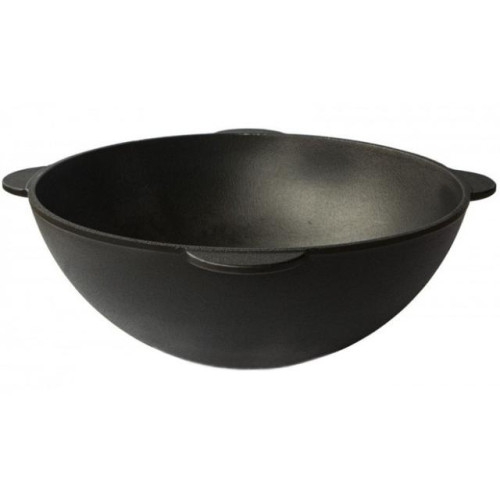 Казан УЗБЕКСКИЙ чугунный с крышкой, дно круглое,  8л