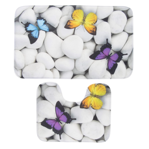 Набор ковриков для ванной и туалета 2шт ДОЛЯНА 40х50см+50х80см Камни (3782395)