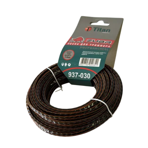 Леска для триммера TITAN (ZUBR PROFESSIONAL) 3,00ммх12м, квадрат, черн+оранж (937-030)