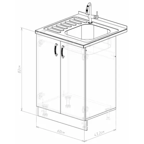 Стол под мойку EVA GOLD 60 кашемир