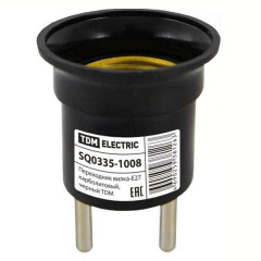 Переходник вилка-Е27 карболитовый,черный, TDM SQ0335-1008