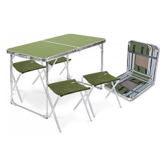 Стол складной НИКА влагост. 50х100 см + 4 стула хаки (210205)