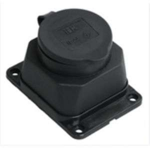 Колодка 1-пост. 2P+E каучуковая с защит. крышками черн. IP44 16А IEK PKR11-016-2-K02 (429336)