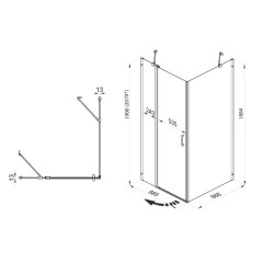 |Душевое ограждение ТРИТОН Йота-Блэк 90х90 квадратное (без поддона)