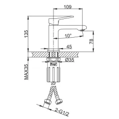 Смеситель для умывальника FRAP F1084-6 чёрный