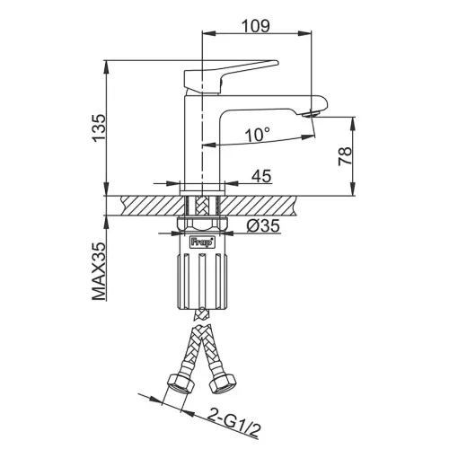 Смеситель для умывальника FRAP F1084-6 чёрный