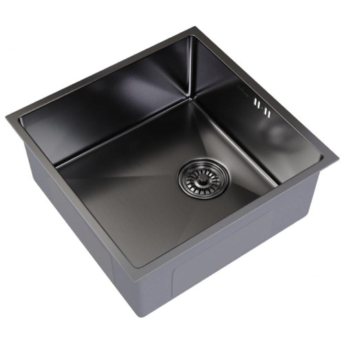 Мойка нерж. врезная MIXLINE PRO 50х50 тол. 3 мм, чёрный графит, с сифоном