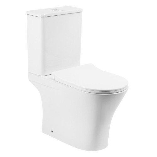 Унитаз-компакт EVA GOLD EG306T тонкое сиденье ДП, безободковый, гориз. вып., круговой смыв