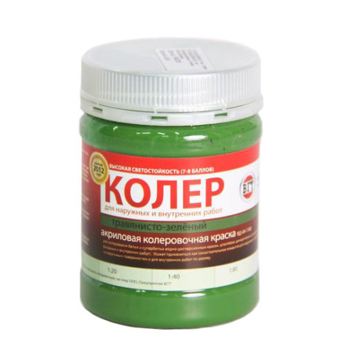 Краска VGT колеровочная ТРАВЯНИСТО-ЗЕЛЁНАЯ 0,25кг