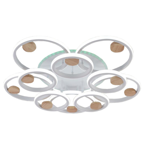 Светильник Люмис DK06342D/5+5A PR WT+WOOD 220W+10W LED RGB 3000-6000К d715 белый/дерево