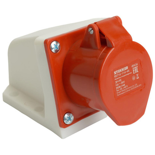 Розетка О/У STEKKER 3P+PE 16A IP44 ST-114 RST16-114-44 49434