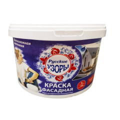 Краска в/д РУССКИЕ УЗОРЫ Фасадная Белоснежная 3кг