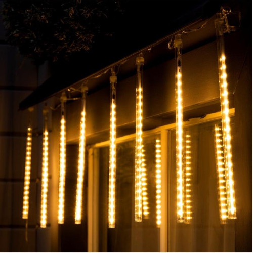 Гирлянда «Сосульки» 2.5х0.3 м, IP65, прозрачная нить, 192 LED, свечение теплое белое с эффектом стекания, 12 В