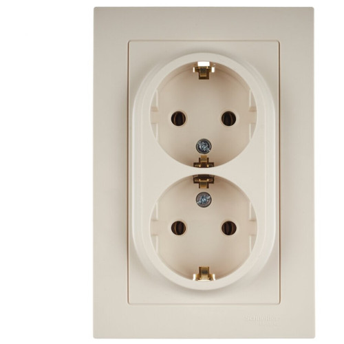 Розетка 2-ая 2P+E AtlasDesign в сборе беж. SchE ATN000224