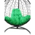 Кресло подвесное с ротангом Капля черное с зеленой подушкой