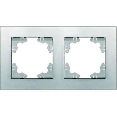 Рамка 2-пост UNIVersal Афина серебро A0044-S