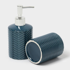 Набор для ванной 2 предмета «Минимал» (дозатор, стакан), цвет синий (4439047)