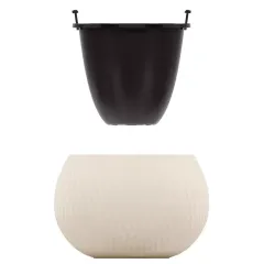 Горшок для цветов Жемчужина 16л со вставкой 7л бежевый М 8727 (276881)