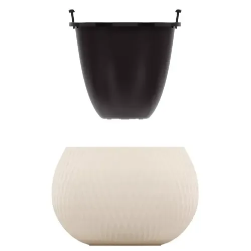 Горшок для цветов Жемчужина 16л со вставкой 7л бежевый М 8727 (276881)