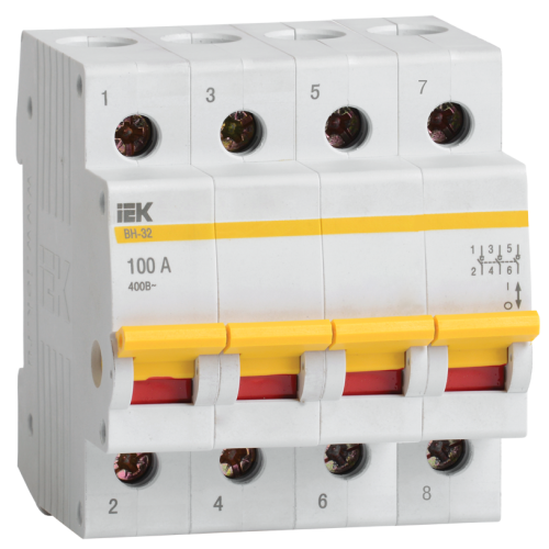 Выключатель нагрузки (минирубильник) ВН-32 4Р100А IEK MNV10-4-100 (51421)