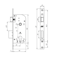 Замок врезной б/руч. Зенит ЗВ7-70 Корпус (70мм) (16016)