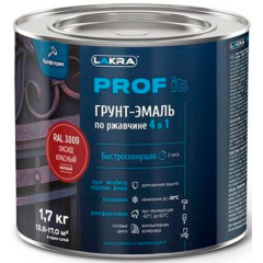 Грунт-эмаль Лакра PROF IT по ржавчине 4 в 1 быстросохнущая Оксид красный, RAL 3009 1,7 кг