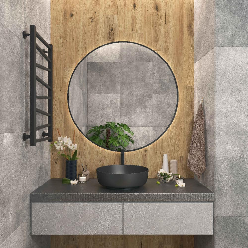 Умывальник накладной EVA GOLD A428CBKM круглый, без перелива, чёрный матовый 41,5х41,5х13,5см