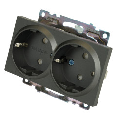 Розетка 2-ая 2P+E Катрин графит с защитной шторкой GLS16-7114-06