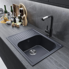 Мойка комп. MIXLINE МЛ-ГМ18 490х640x190мм, антрацит, сифон