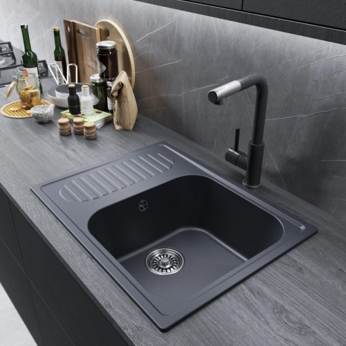 Мойка комп. MIXLINE МЛ-ГМ18 490х640x190мм, антрацит, сифон