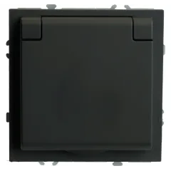 Розетка 2P+E ЭМИЛИ защ.шторки с крышкой черный RST16-5112-05