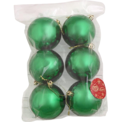 Шары новогодние Винтажный глянец зеленый набор 6 шт, диаметр: 8 см (735677)