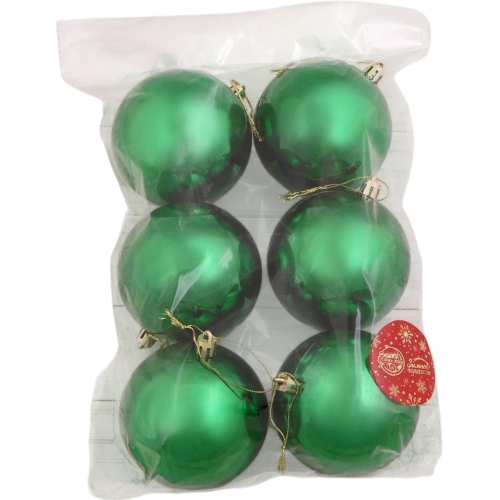 Шары новогодние Винтажный глянец зеленый набор 6 шт, диаметр: 8 см (735677)