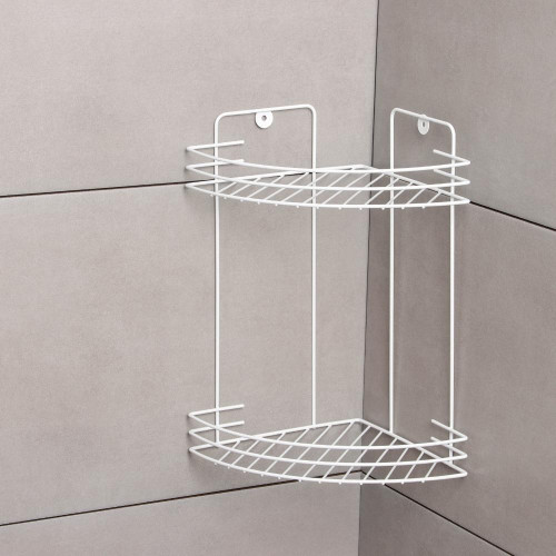 Полка для ванной комнаты угловая 2-х ярусная, 19х30 см, цвет белый АЛТ65